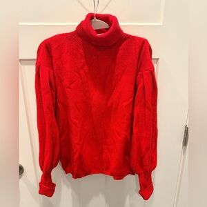 Aaron & Amber 
Red Ribbed Turtleneck Sweater | Medium | Cozy Winter Knit